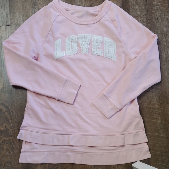 Baby Powdered Pink Sweatshirt with 'LOVE' In Puff Vinyl Nod To The 80s Sz Large - Picture 4 of 7